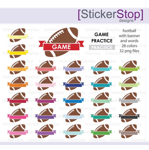 Football Game and Practice Reminder Clipart 28 colors PNG