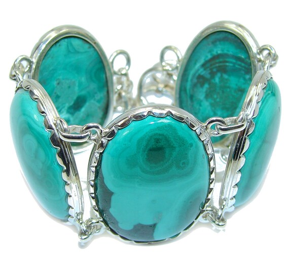 Malachite Sterling Silver Bracelet weight by SilverRushStyle