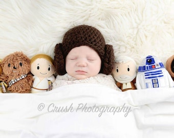 Star Wars Princess Leia inspired hat, Newborn Photo Prop, Baby Shower Gift, Costume, Princess Leia Hat, Star Wars, Newborn Hat,