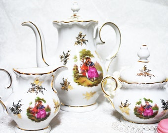 Demitasse Tea Party Tea Pot Cream and Sugar, Made In Bavaria, Instant Tea Party, Shabby Elegance