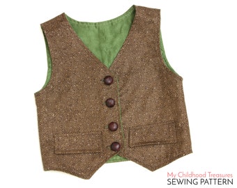 Vest Pattern, Boys VEST pattern, Toddler Vest Pattern, Girls Vest Pattern, Vest Sewing Pattern, Waistcoat Pattern, Simple Vest Pattern, PDF