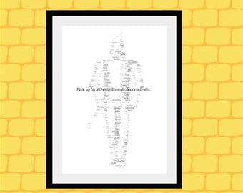 Personalised Tin Man Print, Tin Man Word Art, Tin Man Word Cloud, Tin Man Wordle, Wizard of Oz Gift, Tin Anniversary Gift, 10th Anniversary