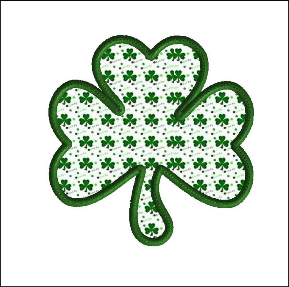 Shamrock embroidery design 3 size applique machine