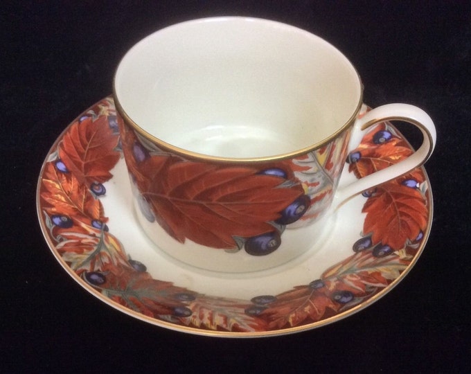 Mikasa Fine China Cup and Saucer Plus A Dessert Plate Mystic Fruit LL208 Discontinued Mikasa Pattern