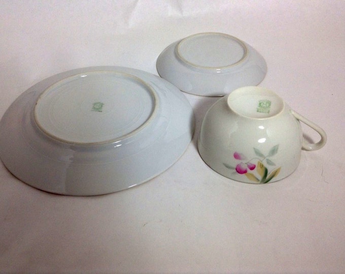 Noritake Azaela Bone China Dessert Set 4 Cups, Saucers and Cake Plates Morimura