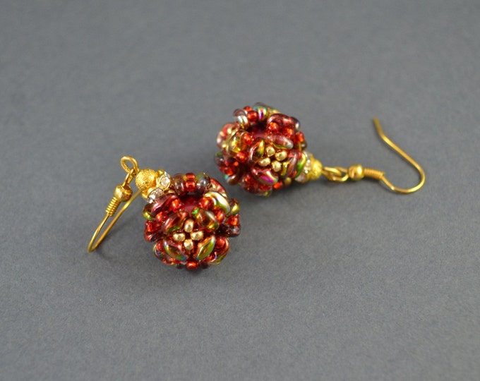 earrings of the ball round earrings woven earrings gift for her shining earrings small earrings fashionable earrings christmas gift