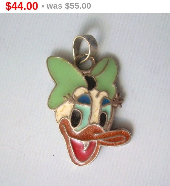 Daisy Duck Pendant CharmVintage Sterling by CougarCoveFineGifts