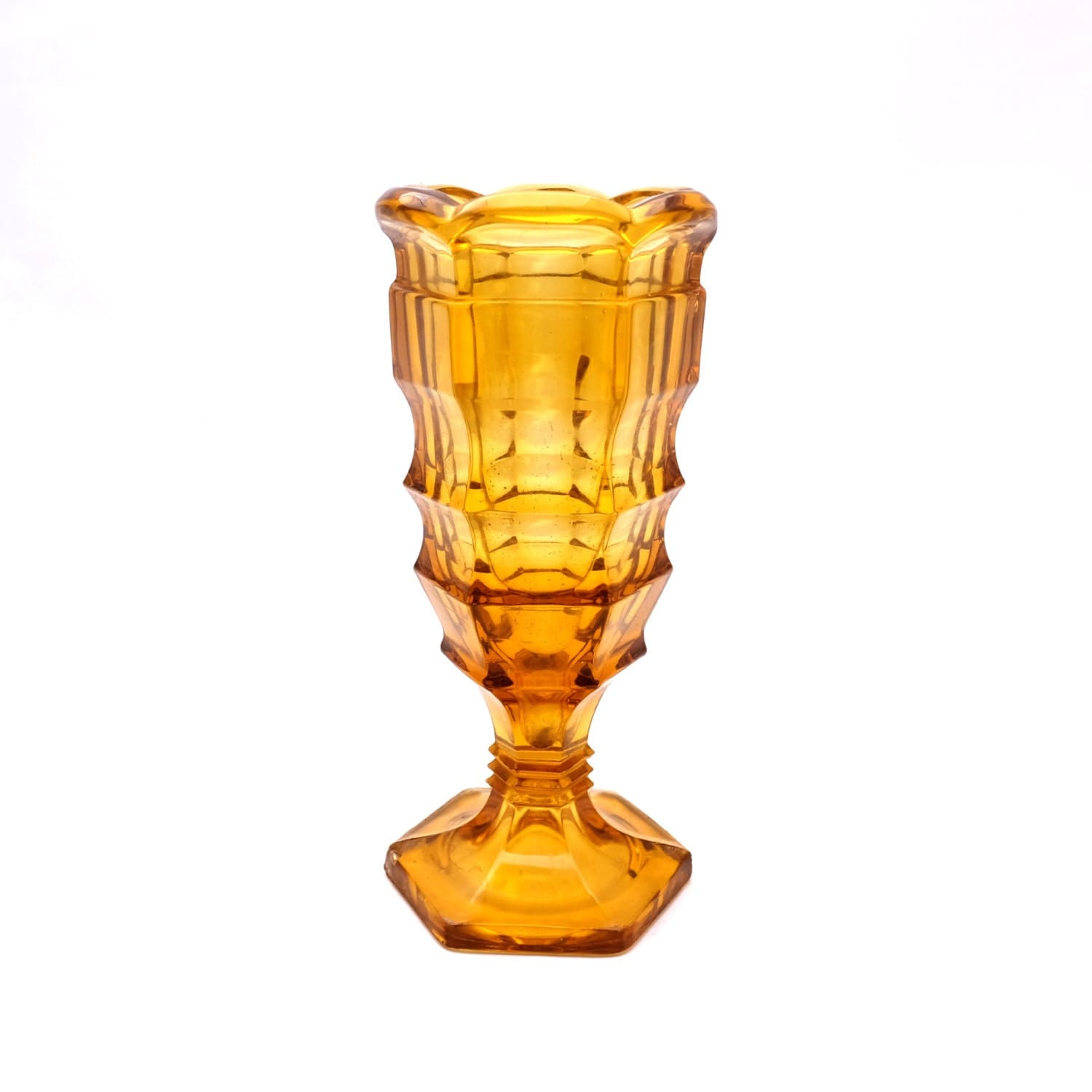 Vintage Amber Glass Vase Art Deco Vase Glass Posy Vase