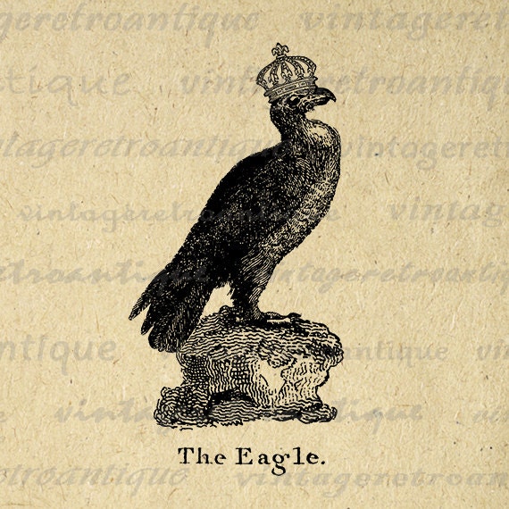 Items similar to Digital Printable Eagle with Crown Graphic Bird ...