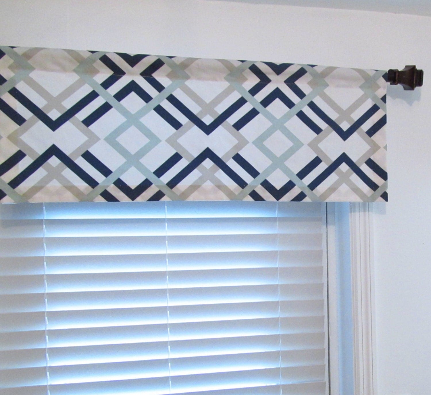 Geometric Valance Navy/Light Blue/Grey Custom Sizing