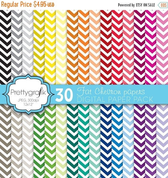80% OFF SALE fat chevron digital paper, commercial use, scrapbook papers, background - PS585 Il_570xn