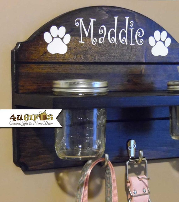 Dog Leash Holder Mason Jar Treat Holder Poop Bag Dispenser