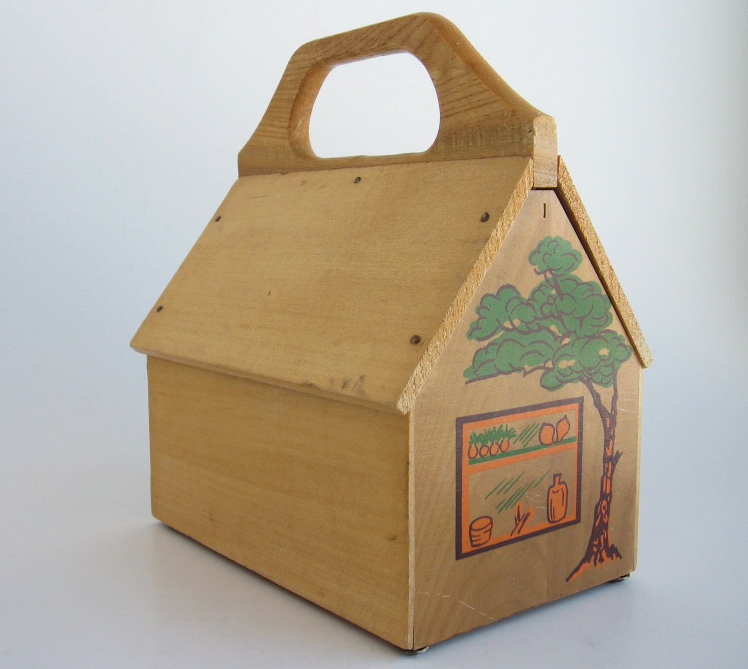 Wooden House Purse Wood Box Purse GARY GAIL DALLAS 1970s Purse