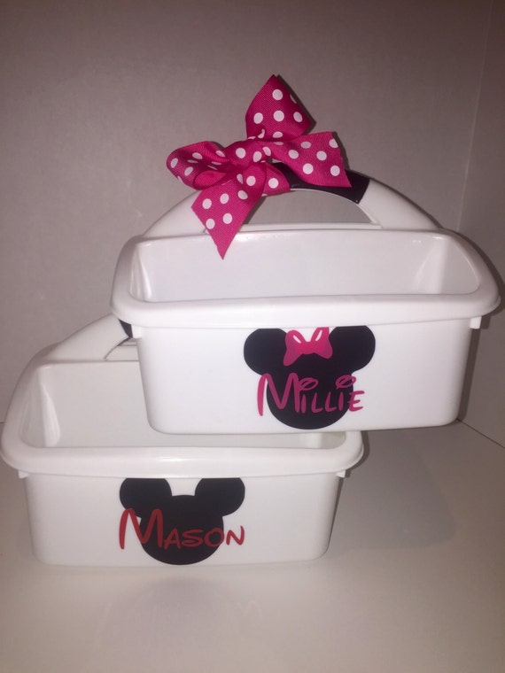 Monogrammed caddy / Mickey Mouse and Minnie by UrbanBelleStudio
