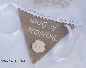 Burlap Dog Bandana, Wedding Bandana, Dog of Honor, Pet Wedding, Pet Photo Prop
