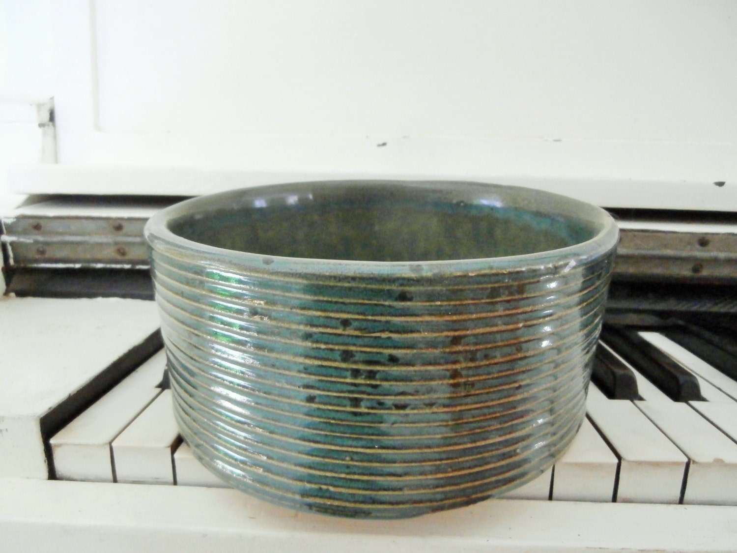 Vintage ZANESVILLE Art Pottery ZSC 4106 Bue/Green Glaze