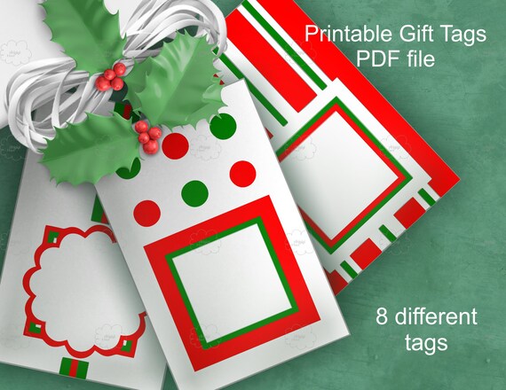 DIY Christmas Tags - Printable Holiday Gift Tags - Festive Tags - Red White Green X-mas tags - Instant Download Il_570xn