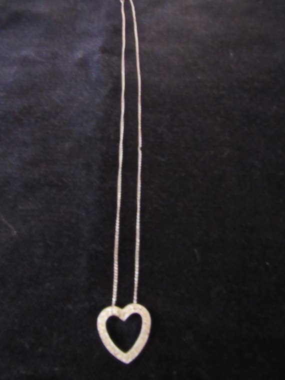 Sterling rhinestone necklace heart shape rhinestone pendant