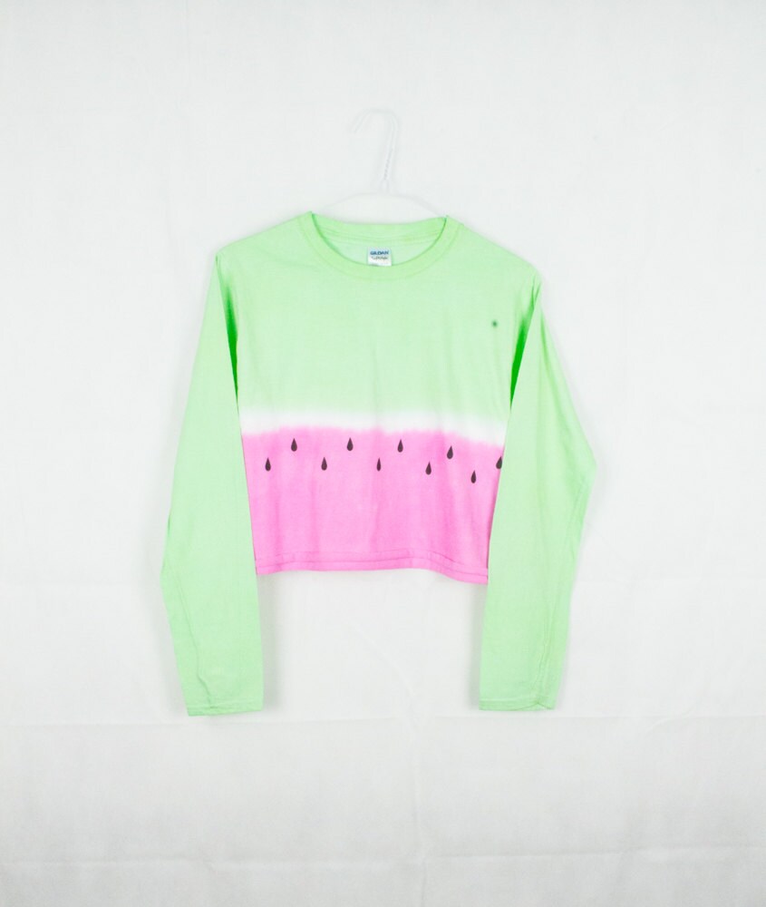 Tie Dye Crop Top Watermelon Long Sleeve Festival by AfroDizziYak