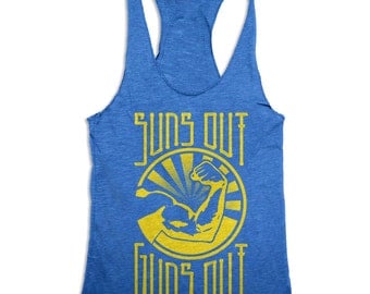 Funny fitness tank top - Suns Out Guns Out - Gym Tanks - Racerback Tank Top - Tri Blend