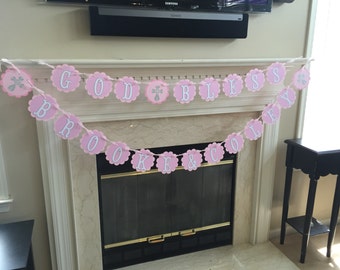 Christening Banner, Baptism Banner, First Holy Communion Banner, Confirmation Banner, God Bless Banner,