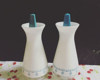 Blue and White Vintage Pyrex Salt & Pepper Shakers