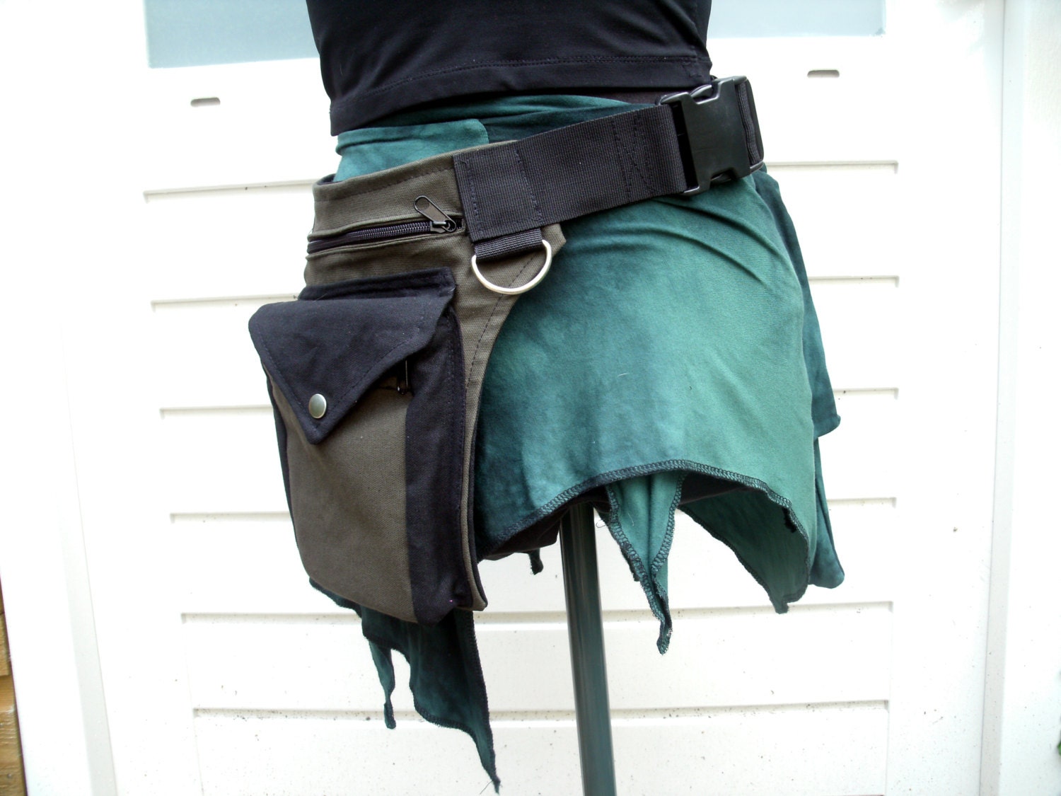 Olive green canvas utility belt Hip bag with click buckle