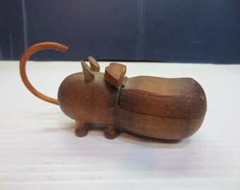 Rare Zoo Line Wood Hippo Figure Trinket Box Kay Bojesen Hans Bolling era