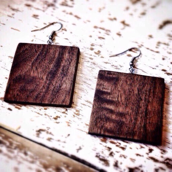 Handmade Wood Earrings Wooden Dangle Earrings by TheRusticPalette