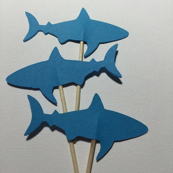 12 Shark Cupcake Toppers Select a Color food by MyCutieBows