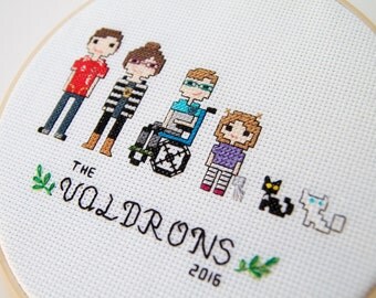 Custom Cross Stitch Family Portrait