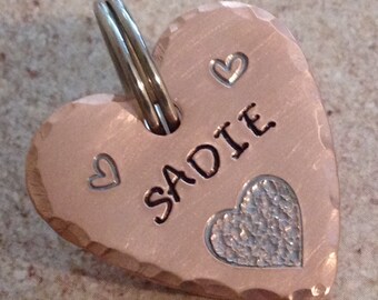 Heart dog tag, copper tag, dog tags for dogs, Pet id tag, heart pet tag, copper id tag, custom Dog Tag, , personalized id tag,