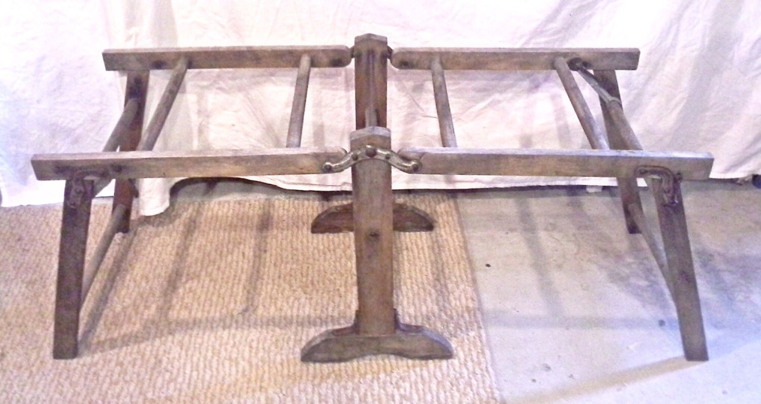 Antique Wood Folding Double Wash Tub Stand by VermontPicker802