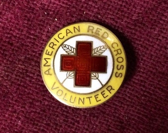 Vintage Red Cross Volunteer Pin - Sterling Silver