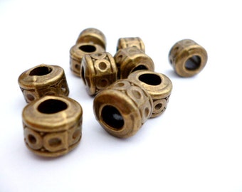 Solid Brass Metal Beads_PP00421837_Large Hole Metal Beads of 8 x 10 mm_Hole 4 mm_pack 12 pcs