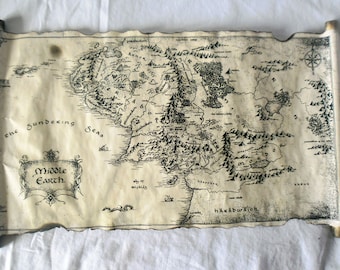 Map Of Middle Earth Scroll Lord Of The Rings Map The Hobbit Map on Handmade Scroll