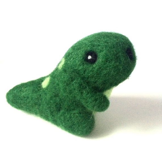 Mini needle felted t rex dinosaur handmade wool by ClawsandFangs