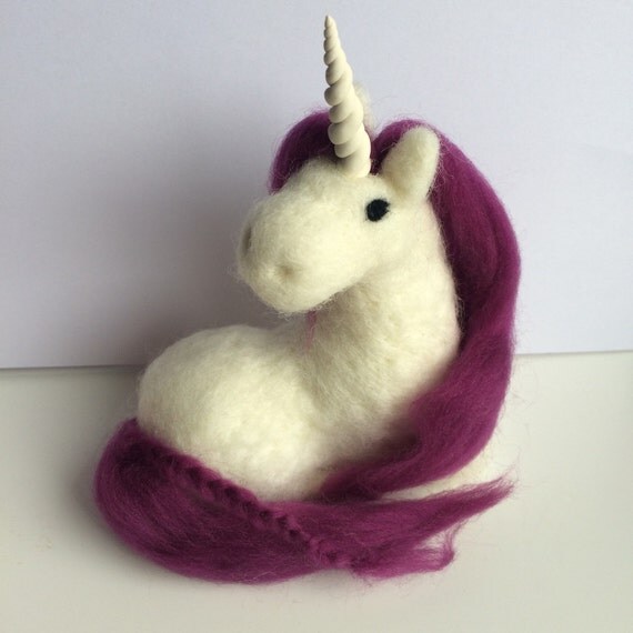 Needle Felted Unicorn Handmade different coloured by ClawsandFangs