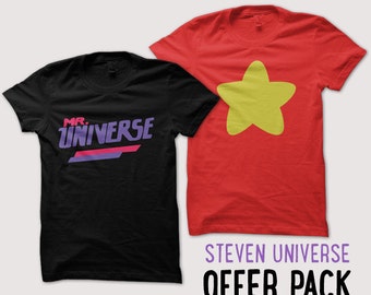 Steven Universe Greg and Rose OFFER PACK 2 tshirts - Mr Universe and Star tshirt red