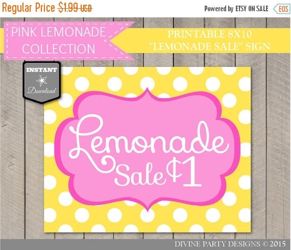 SALE INSTANT DOWNLOAD Printable 8x10 Lemonade by DivinePartyDesign