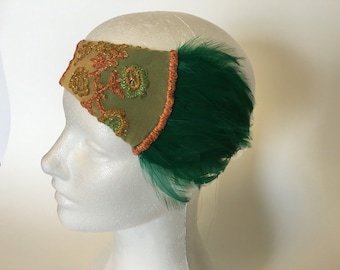 Jazz age lawn party headband flapper headpiece summer flapper dress headband flapper tea dress sheer 1920 gatsby dress floral garden wedding