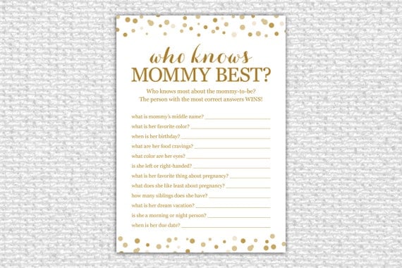 Who Knows Mommy Best Baby Shower Printable Baby Shower Game