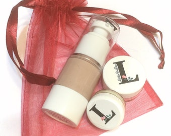 LIQUID CREAM Creamy Mineral Foundation - Vegan Makeup Samples and Full Size Airless Pump Bottle
