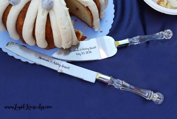  Simple  Wedding  Black Engraved Wedding  Cake  Knife  and Serving