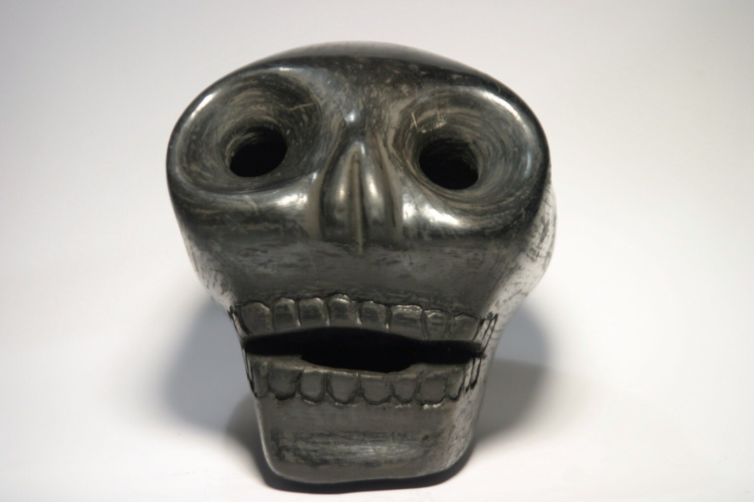 Aztec Death Whistle Ashy Black Clay Original Miquiztli From