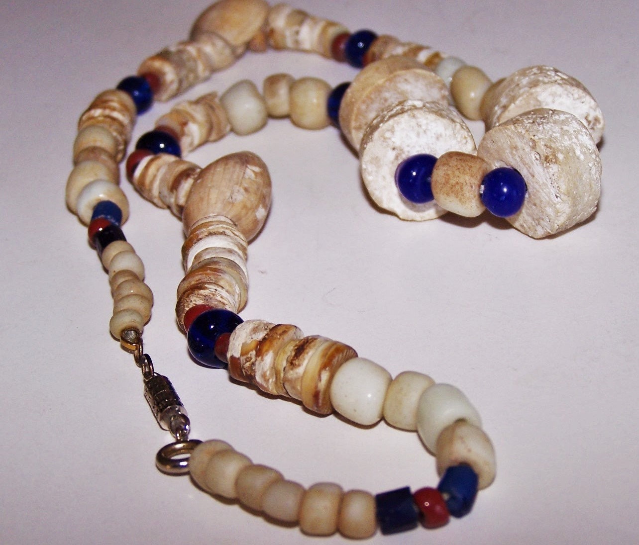 Antique 18th Century Glass Shell Trade Bead Necklace