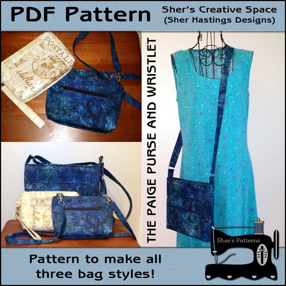 PDF Pattern for Paige Crossbody Purse and Wristlet Cellphone