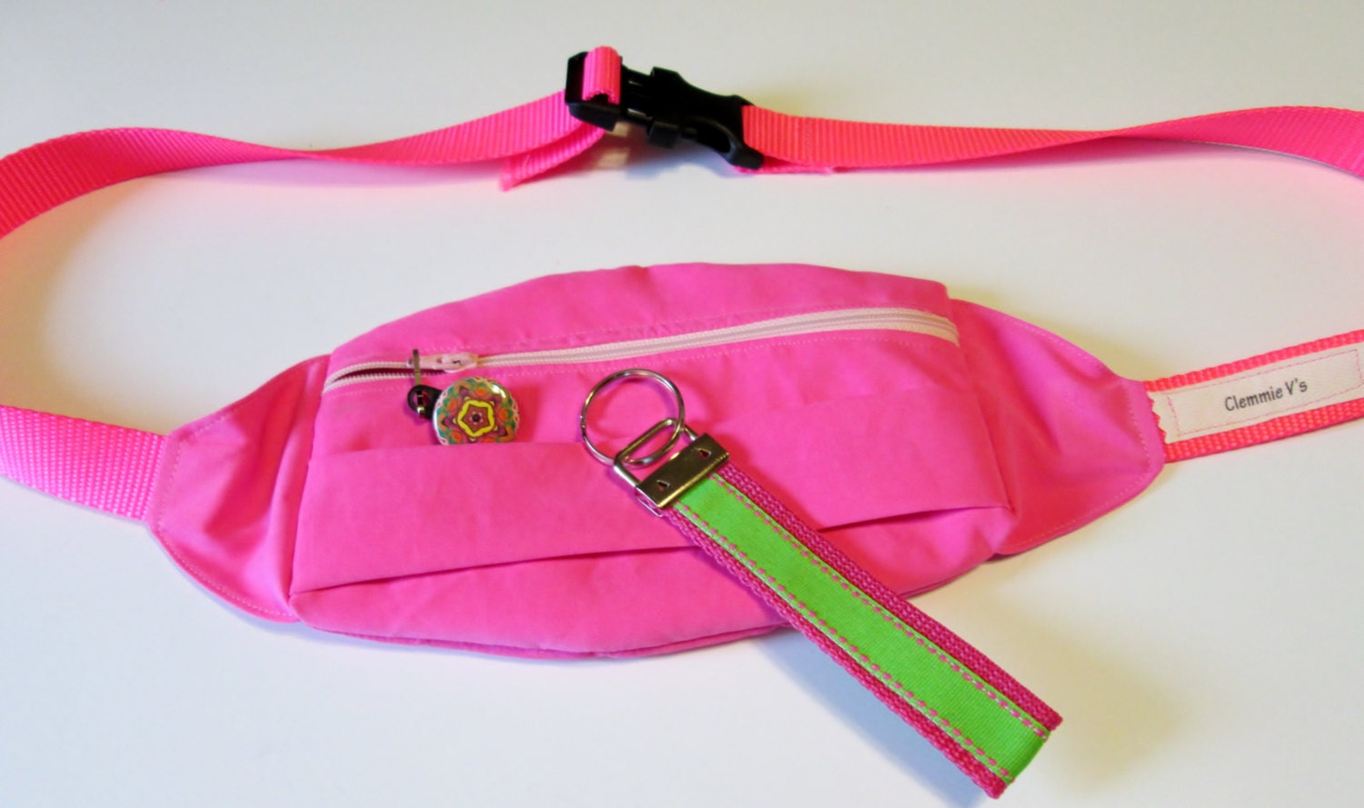 Bright Hot Pink Fanny Pack Travel Fanny Pack Unisex by ClemmieVs
