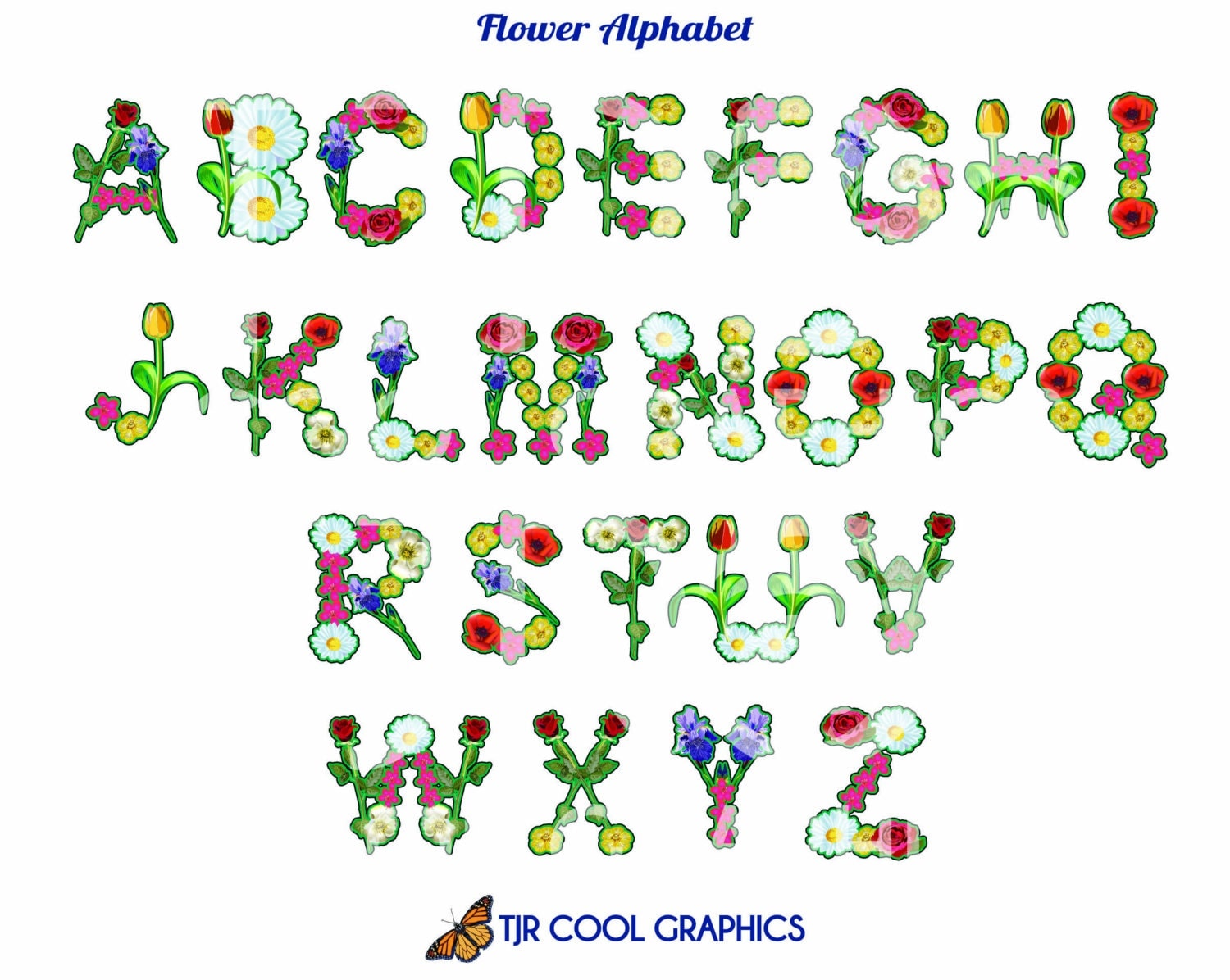 free flower alphabet clip art - photo #46