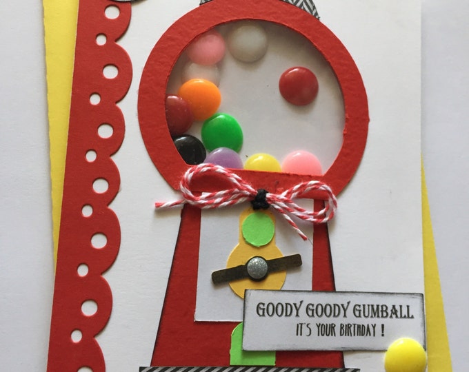 Bubble Gum Machine Shaker Card. Birthday Shaker Card. Bubble Gum Machine Card. Card for Kids